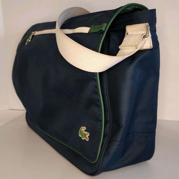 Vintage Lacoste Izod Retro Messenger Laptop Shoulder Bag Satchel Nylon - Picture 2 of 16